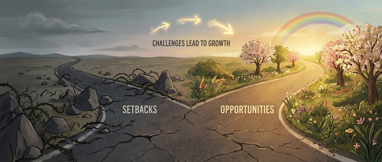 Turning setbacks into opportunities pathway illustration - Hope Restored Farms Turning setbacks into opportunities pathway illustration
